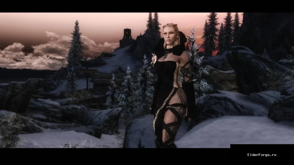 Обложка мода: Черная броня охотницы – стильный женский комплект для Skyrim LE