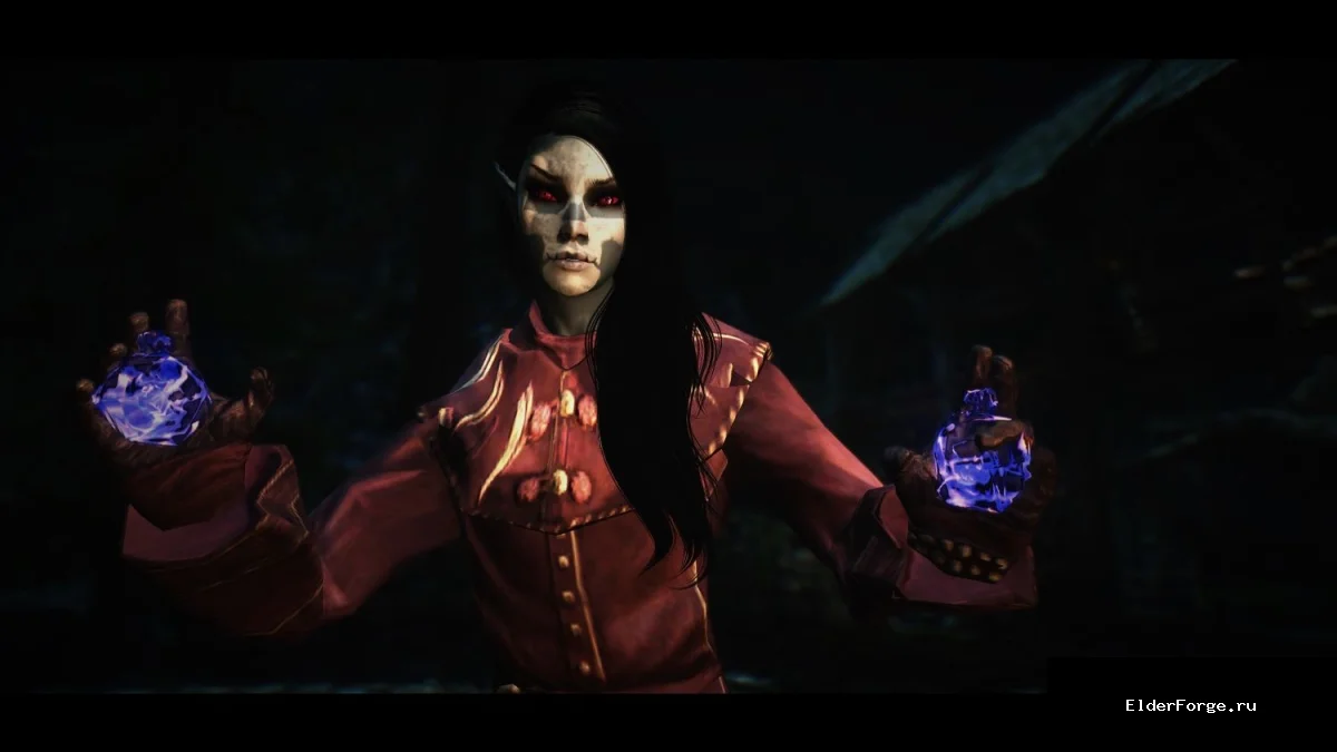 Обложка мода: Черная колдунья Вальхи – темный эльфийский пресет для Skyrim LE