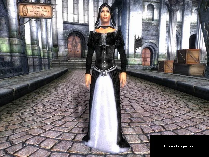 Обложка мода: Черное платье куртизанки для Oblivion – элегантный наряд с капюшоном