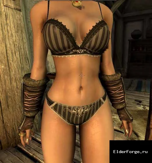 Обложка мода: Черное женское нижнее бельё для Skyrim LE – стильный аксессуар для CBBE и UNP