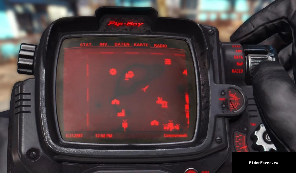 Обложка мода: Черный Pip-Boy с красными деталями для Fallout 4