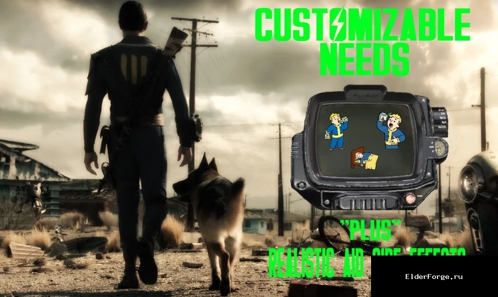 Обложка мода: Customizable Needs + Realistic Aid Side Effects — настройка голода, жажды и сна в Fallout 4