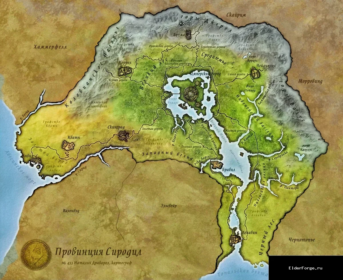 Обложка мода: Цветная карта Тамриэля для Oblivion – яркая замена однотонной