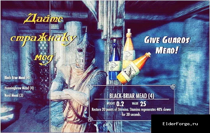 Обложка мода: Дайте стражнику мед – мод для Skyrim LE