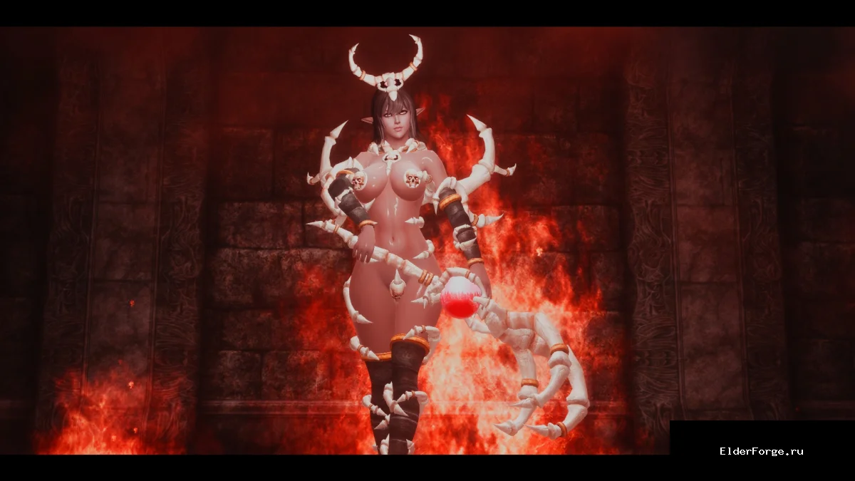 Обложка мода: Демонический женский набор в Oblivion – тяжёлый сет и оружие Skull Demon Armory
