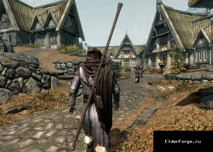 Обложка мода: Деревянный двуручный посох для Skyrim LE – крафт в кузнице