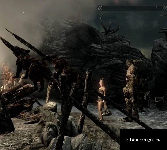 Обложка мода: Дети гигантов в Skyrim Legendary Edition – новые существа у Утёса Каменного Холма