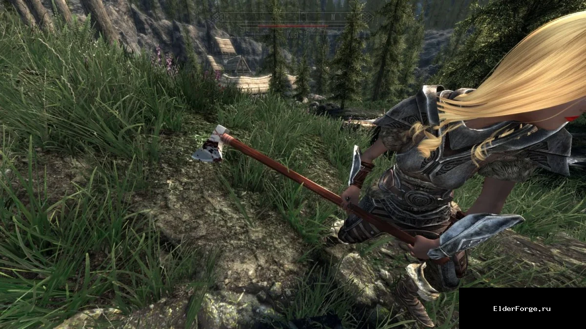 Обложка мода: Длинный топор Дан (Dane Axe) для Skyrim SE – массивное оружие в стиле алебарды