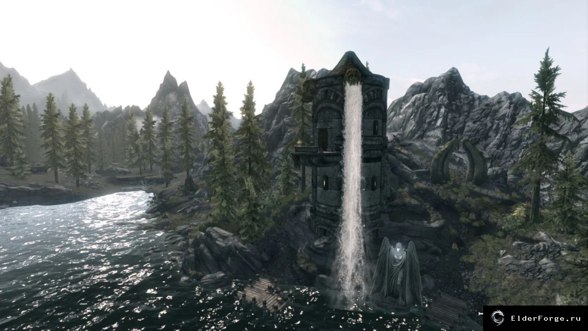 Обложка мода: Двемерская башня Skyrim LE — на утесе у озера, средний разме?