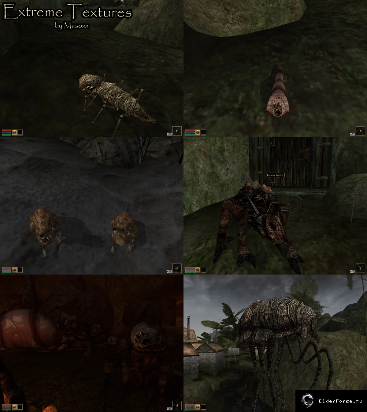 Обложка мода: Extreme Textures – Пакет существ III для Morrowind: квамы, крысы, силт‑страйдеры, скрибы