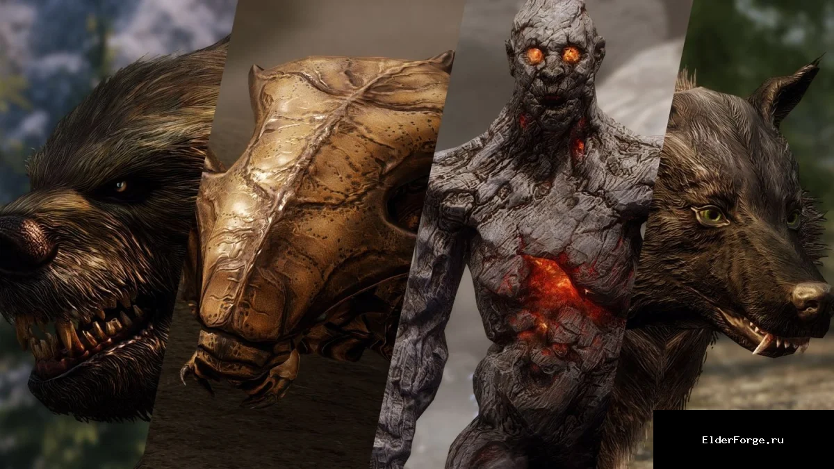 Обложка мода: Forgotten Creatures – HD‑ретекстурирование существ для Skyrim LE
