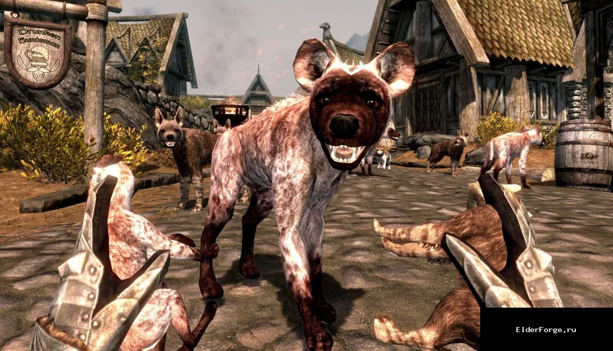 Обложка мода: Гиены вместо волков в Skyrim SE – новые хищники и свитки призыва