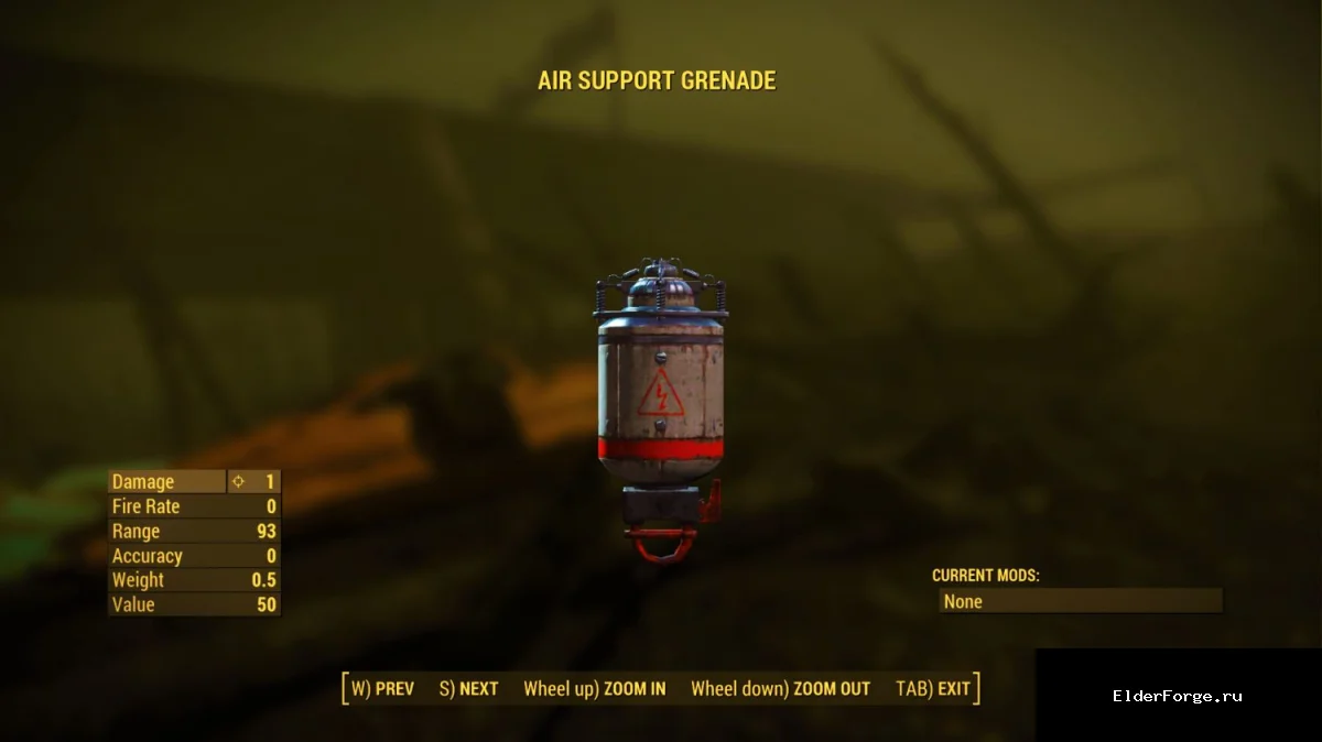 Обложка мода: Граната воздушной поддержки для Fallout 4 – вызов дронов‑стрелков