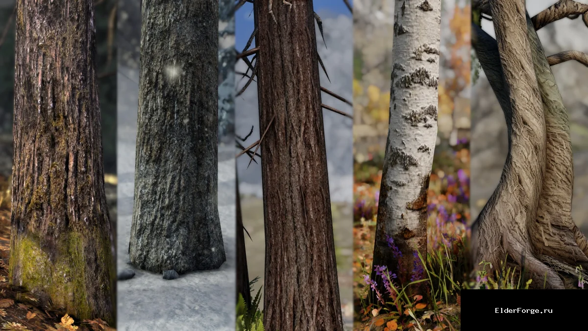Обложка мода: HD Reworked Tree Bark LE — улучшенные текстуры коры деревьев для Skyrim Legendary Edition