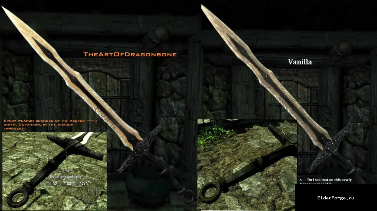 Обложка мода: HD‑ретекстурирование Драконьих Оружий для Skyrim Legendary Edition