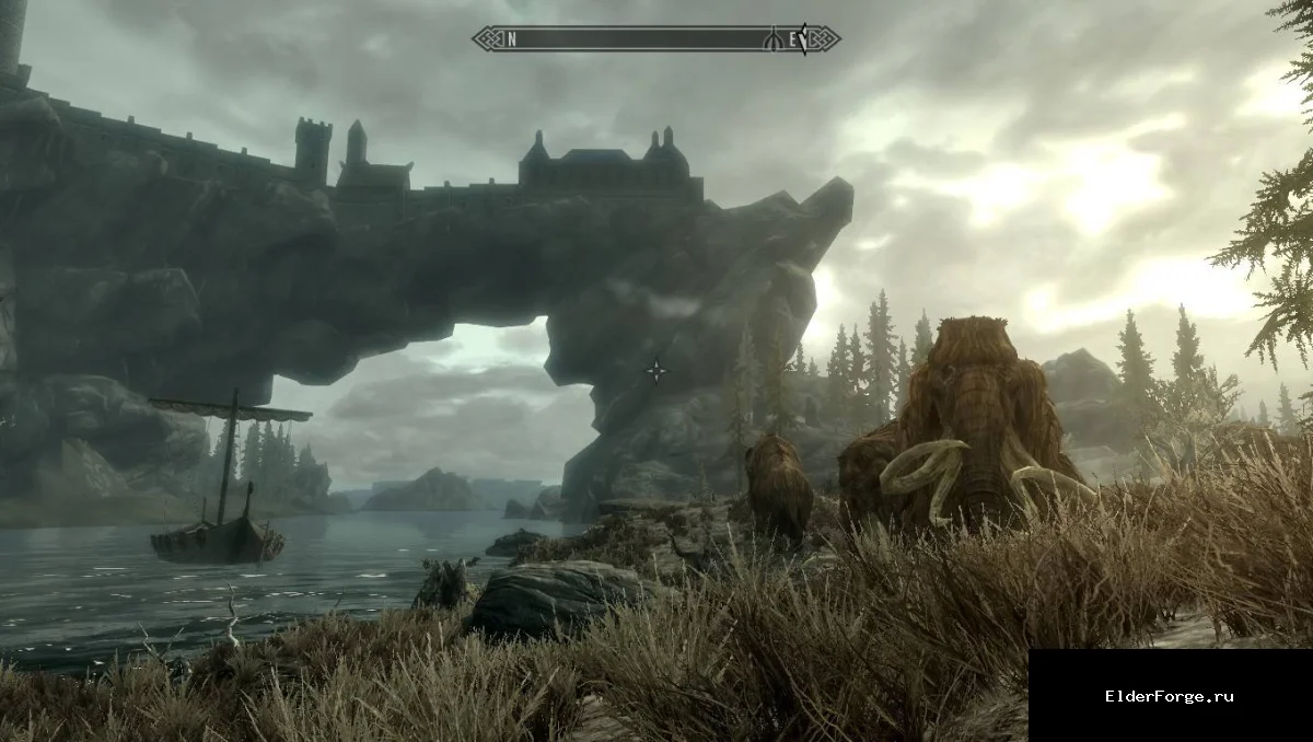 Обложка мода: Hunter's Brook – охотничий лагерь с лодкой и кузницей для Skyrim Legendary Edition