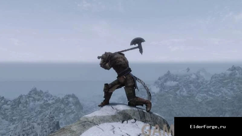 Обложка мода: KG Анимации: Полный пакет анимаций двуручного оружия для Skyrim SE‑AE