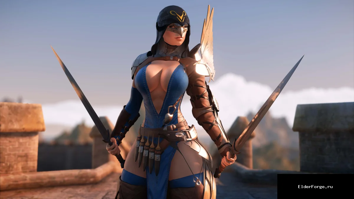 Обложка мода: Kinnari Armor – стильный набор брони для Skyrim SE-AE в трёх цветах