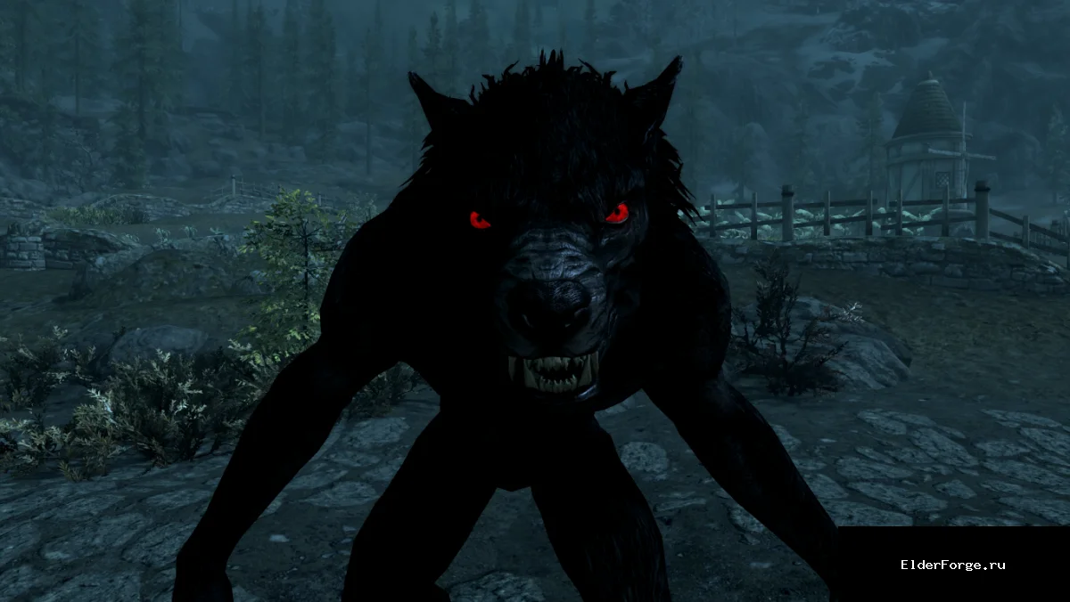 Обложка мода: Красные светящиеся глаза для вервольфов в Skyrim SE‑AE