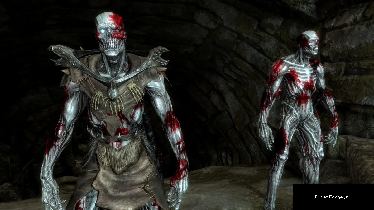 Обложка мода: Кровавый ре-текстур Draugr для Skyrim SE – жуткие пятна крови