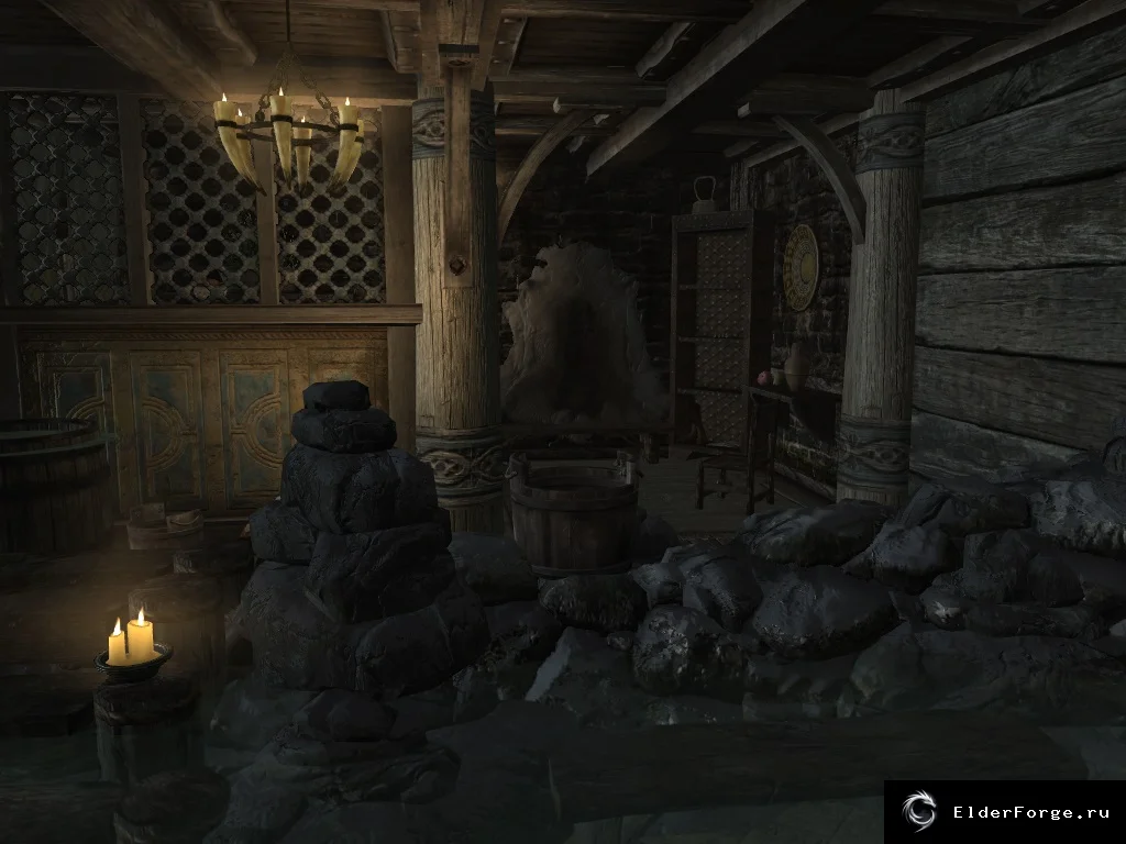 Обложка мода: Лорные бани для поместий Hearthfire — уютные ванны Skyrim LE