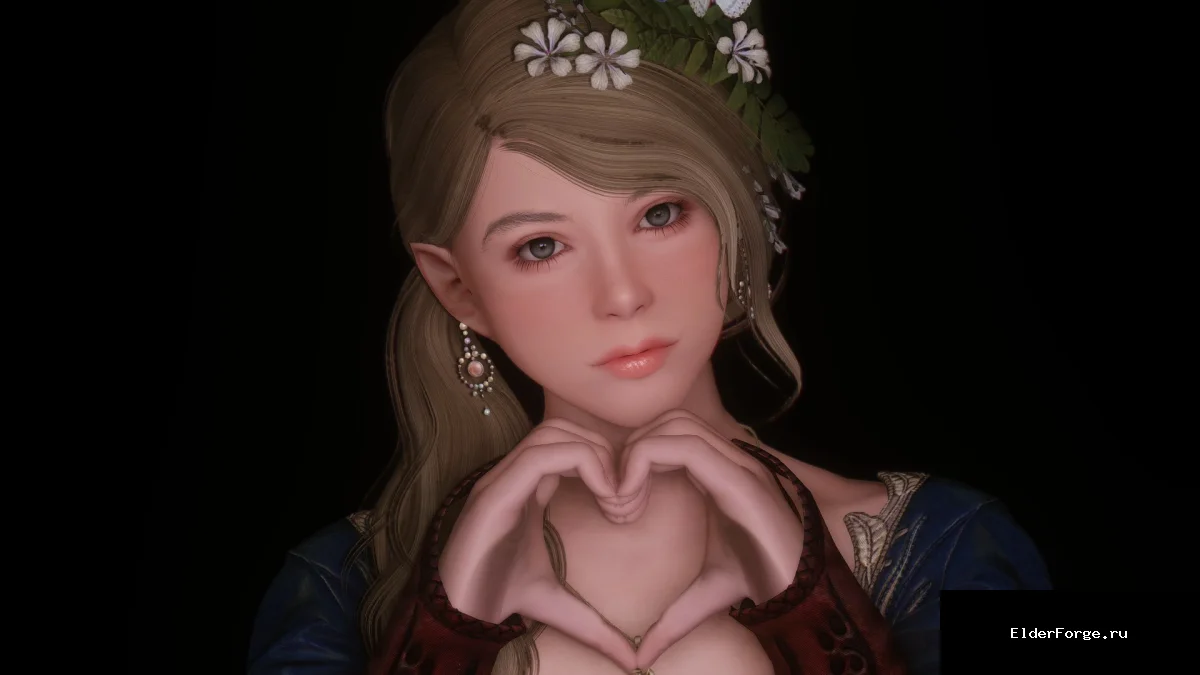 Обложка мода: Lorraine – High Poly Racemenu для Skyrim Legendary Edition: детализированная эльфийка