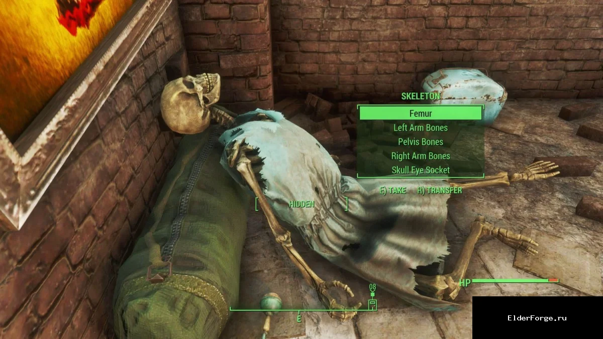 Обложка мода: Лутать скелетов в Fallout 4 – мод, позволяющий собирать всё с умерших