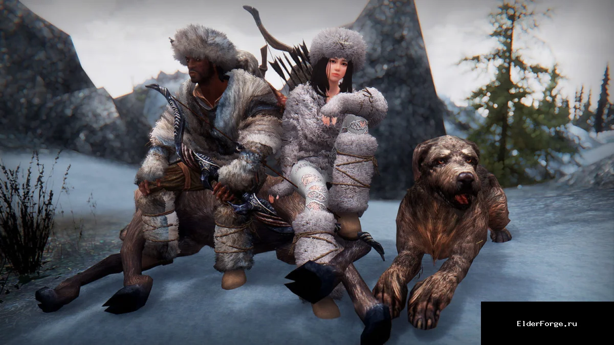 Обложка мода: Меховой набор брони для Skyrim Legendary Edition – полное покрытие с поддержкой HDT Physics
