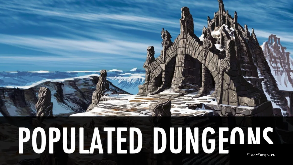Обложка мода: Населённые подземелья: более 300 новых обитателей для Skyrim LE