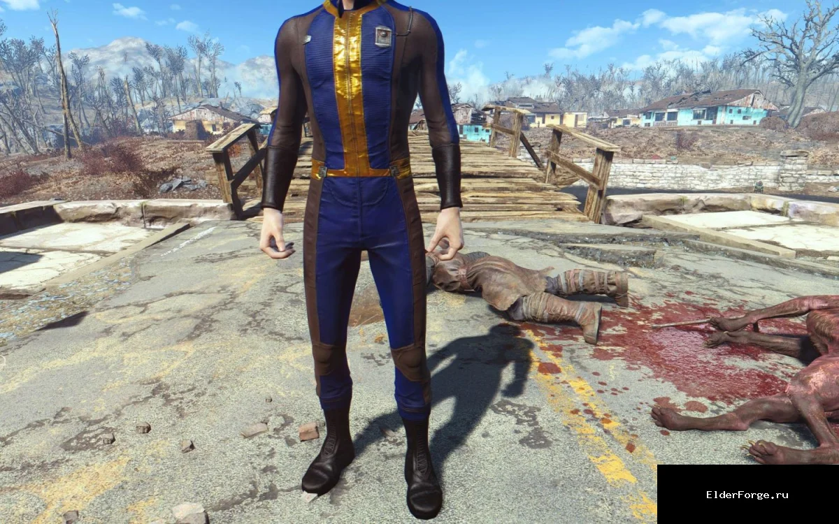 Обложка мода: Новый ретекстурированный комбинезон убежища для Fallout 4 – стильный кожаный вариант