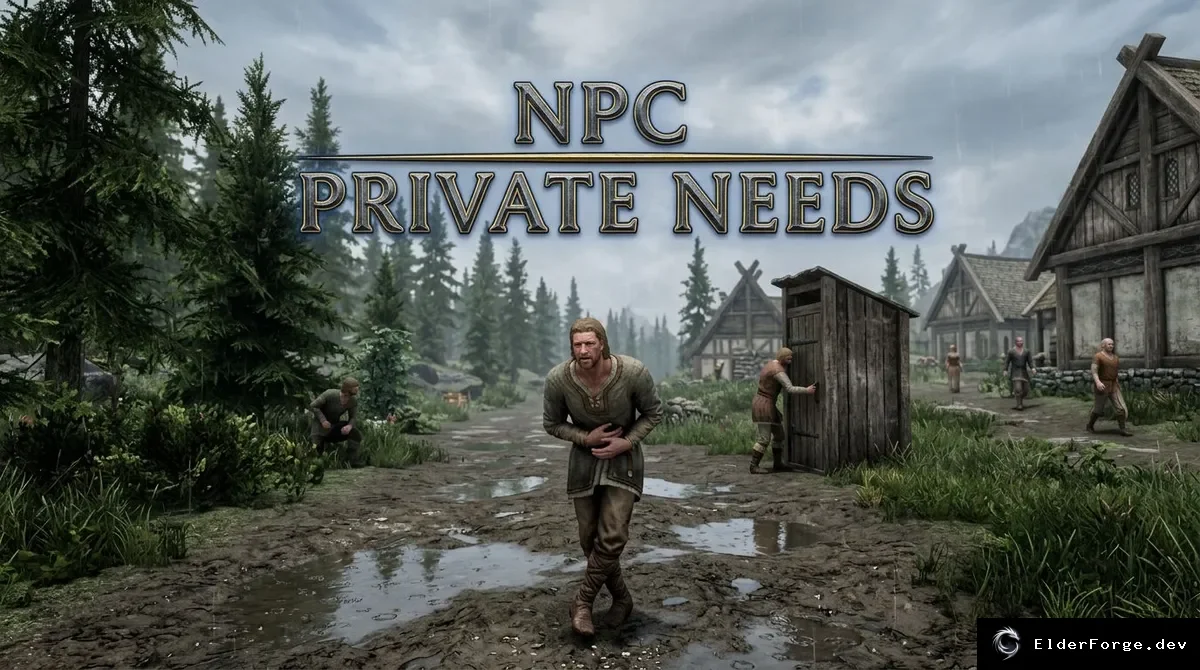 Обложка мода: NPC Private Needs – естественные потребности NPC в Skyrim SE/AE