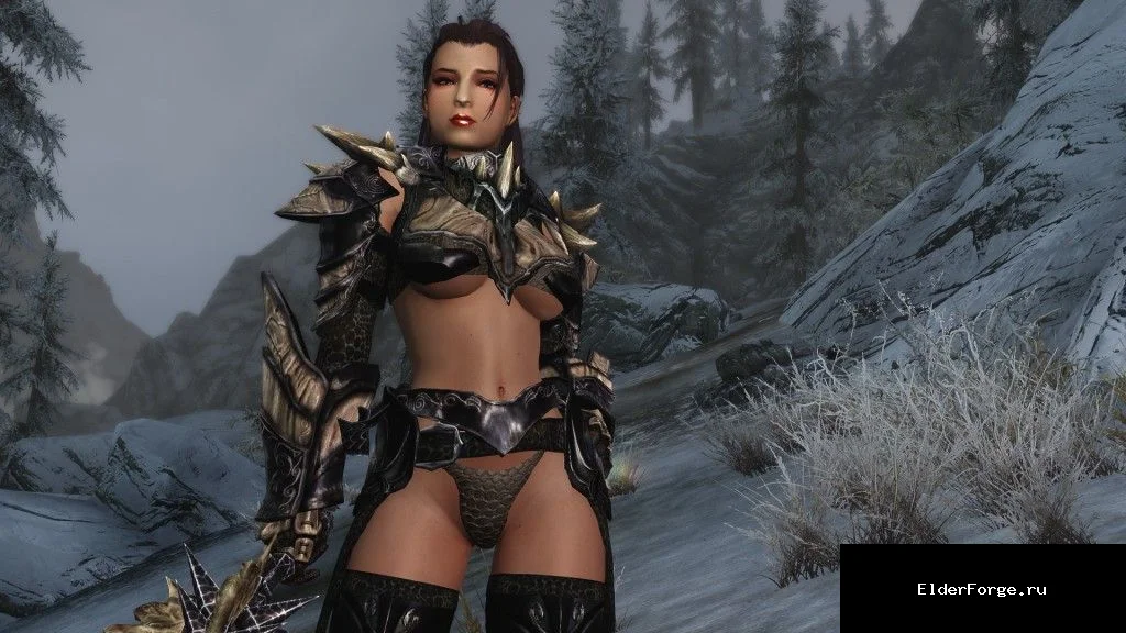 Обложка мода: Обнажённая женская драконья броня рыцаря для Skyrim LE – аддон и реплейсер