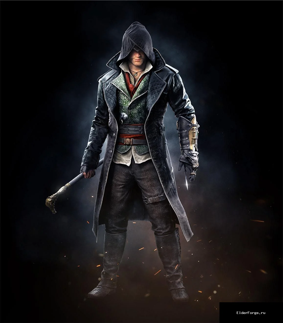 Обложка мода: Одеяние Джейкоба из Assassin's Creed Syndicate для Skyrim LE – черно‑зеленый набор брони