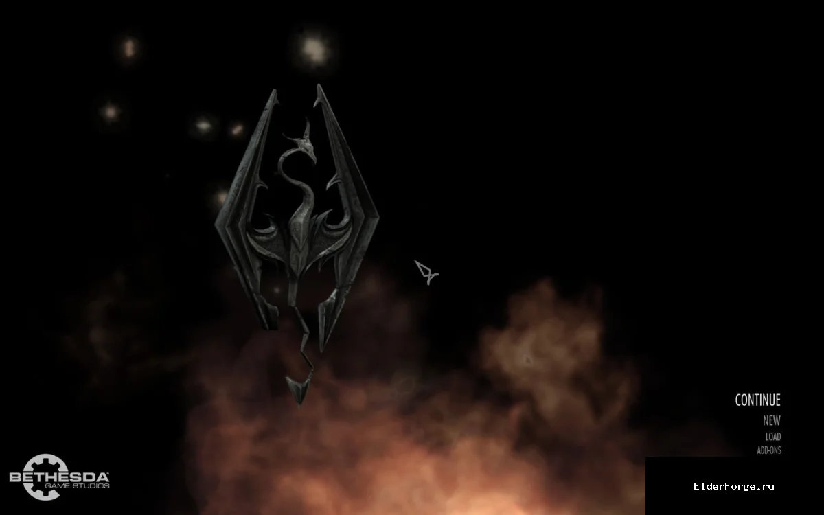 Обложка мода: Огонь вместо дыма в главном меню Skyrim SE – яркая визуальная модификация