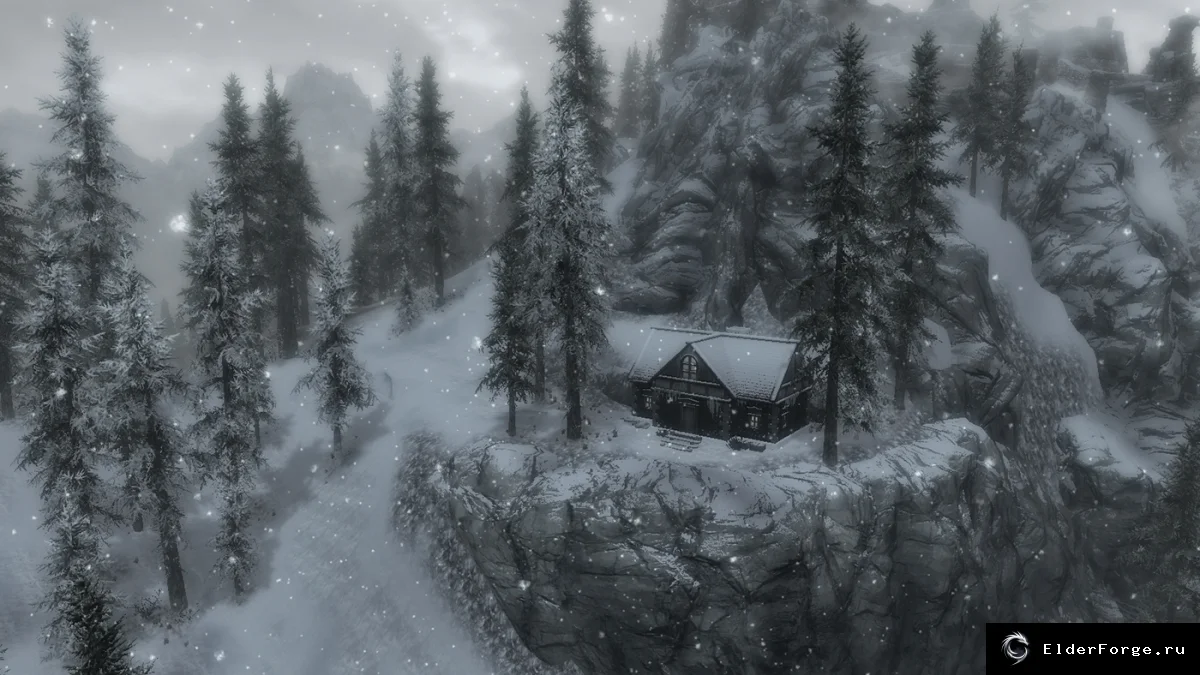 Обложка мода: Охотничье зимовье и Шлемолом — новый дом и молот Skyrim LE