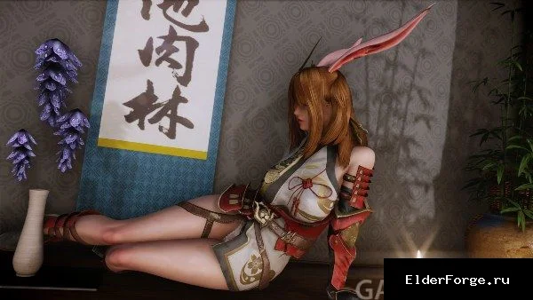 Обложка мода: Пламенная Сакитама – комплект одежды и оружия из Honkai Impact 3 для Skyrim SE (CBBE/BHUNP)