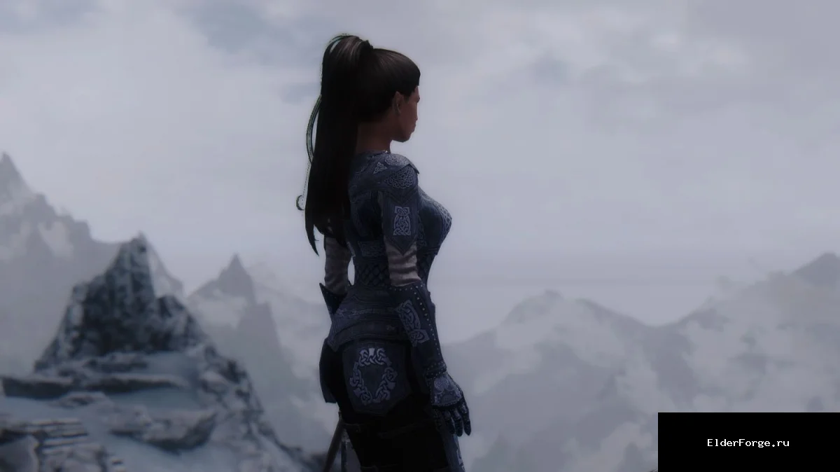 Обложка мода: Пластинчатая женская броня newmiller для Skyrim Legendary Edition – сталь, медь, синий