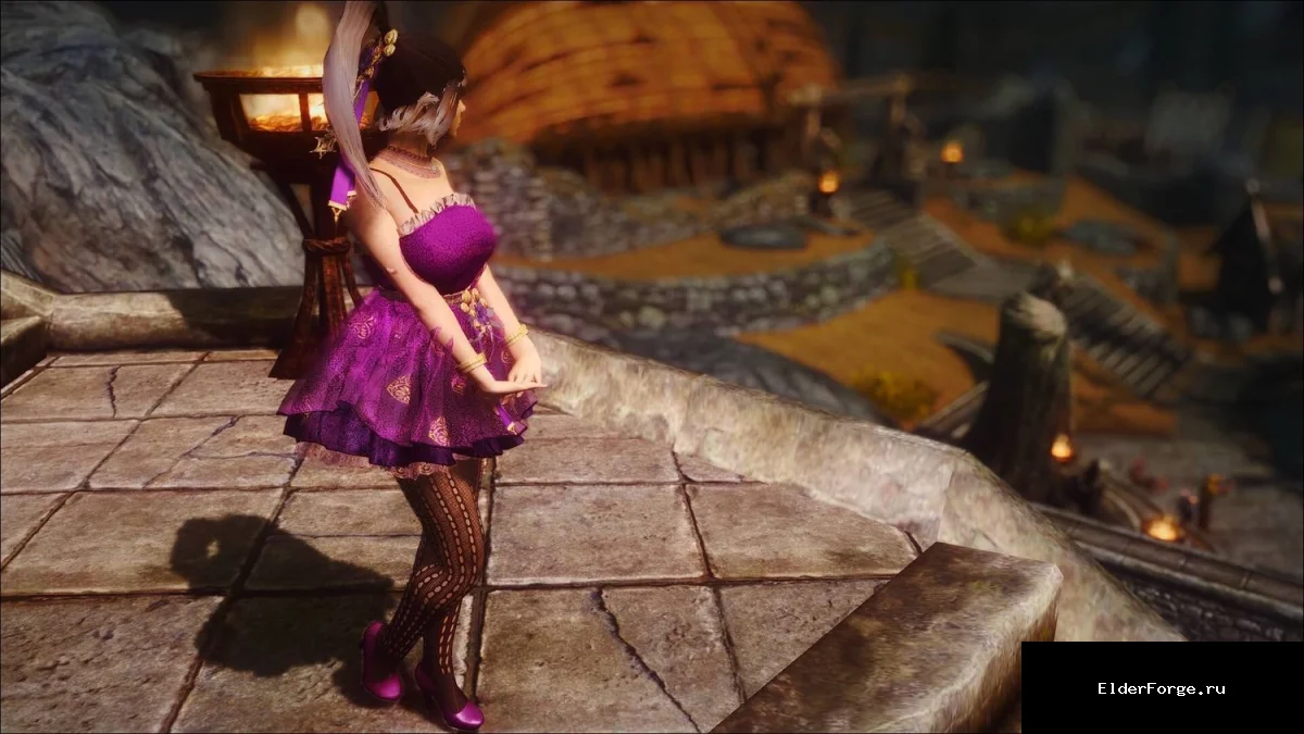 Обложка мода: Платье BDO Puff Mini – розовое платье CBBE с поддержкой HDT для Skyrim LE