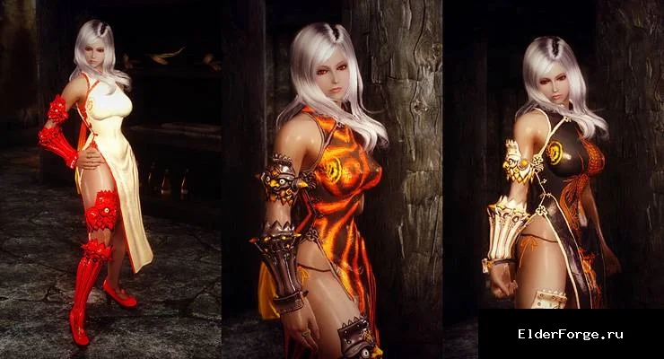 Обложка мода: Платье Ципао из Blade &amp; Soul для Skyrim LE – стильный CBBE наряд