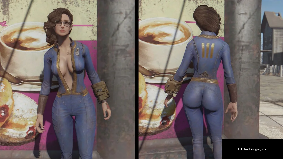Обложка мода: Расстегнутый костюм убежища для CBBE в Fallout 4