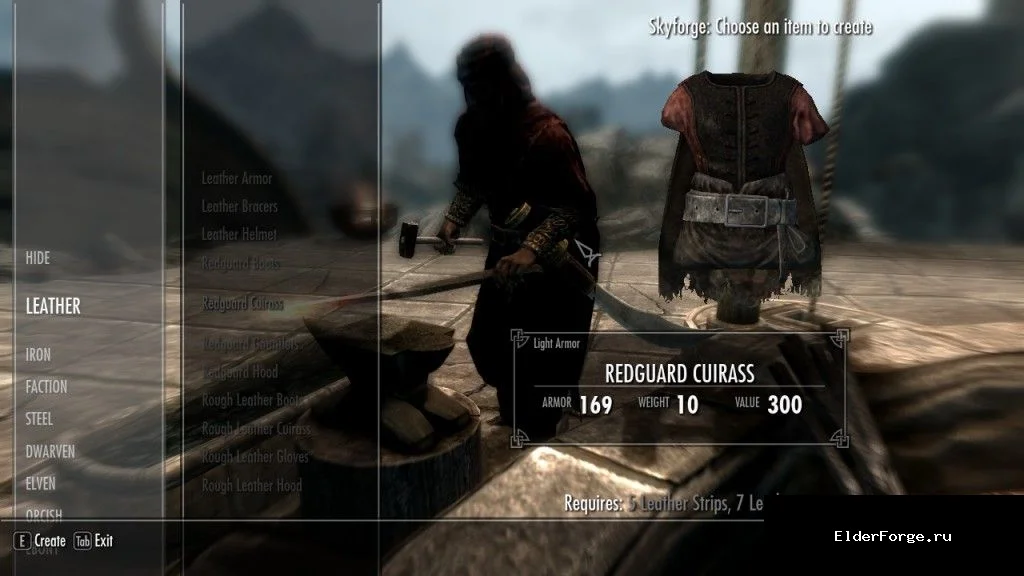 Обложка мода: Редгардская лёгкая броня для Skyrim LE – комплект кирасы, сапог, наручей и капюшона