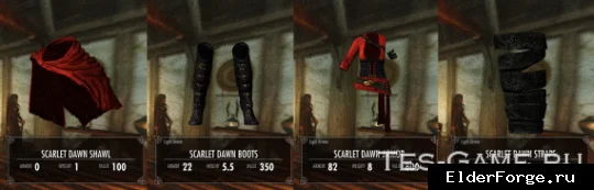 Обложка мода: Scarlet Dawn Armor – легкая женская броня для Skyrim LE с множеством вариантов раскраски