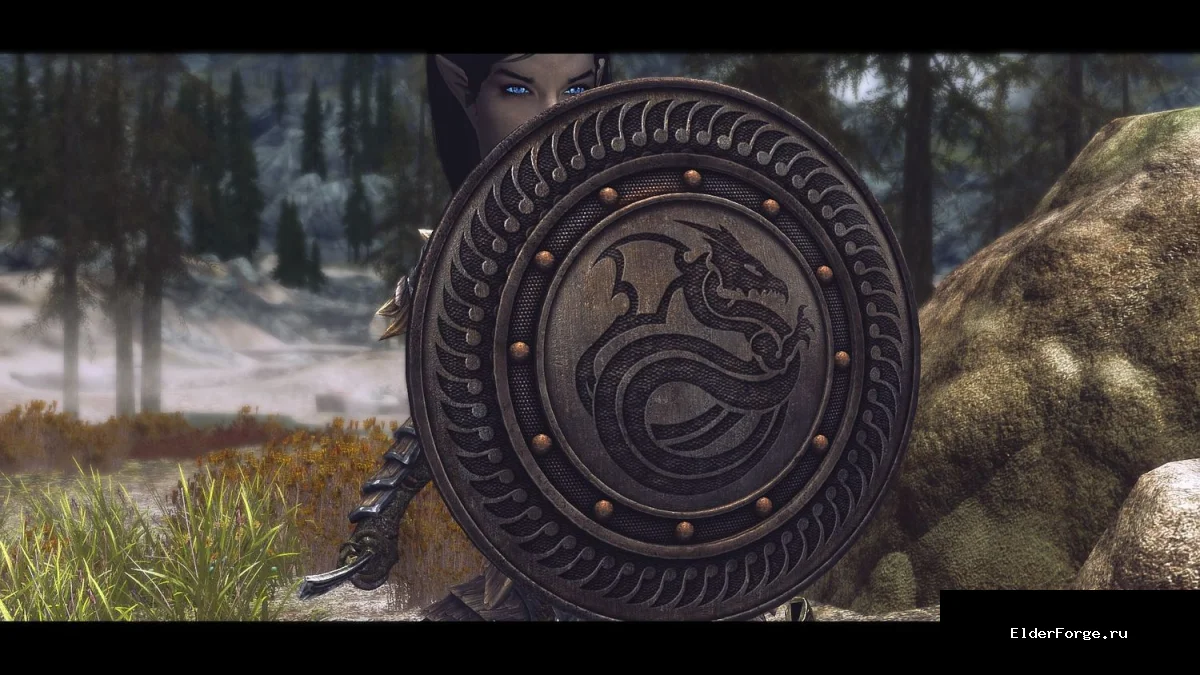 Обложка мода: Щит железного дракона — уникальная броня для Skyrim SE