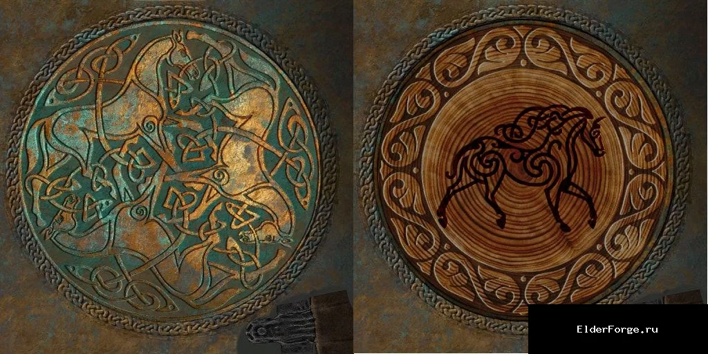 Обложка мода: Щит Жеребца – кельтские медный и стальной щиты для Skyrim LE