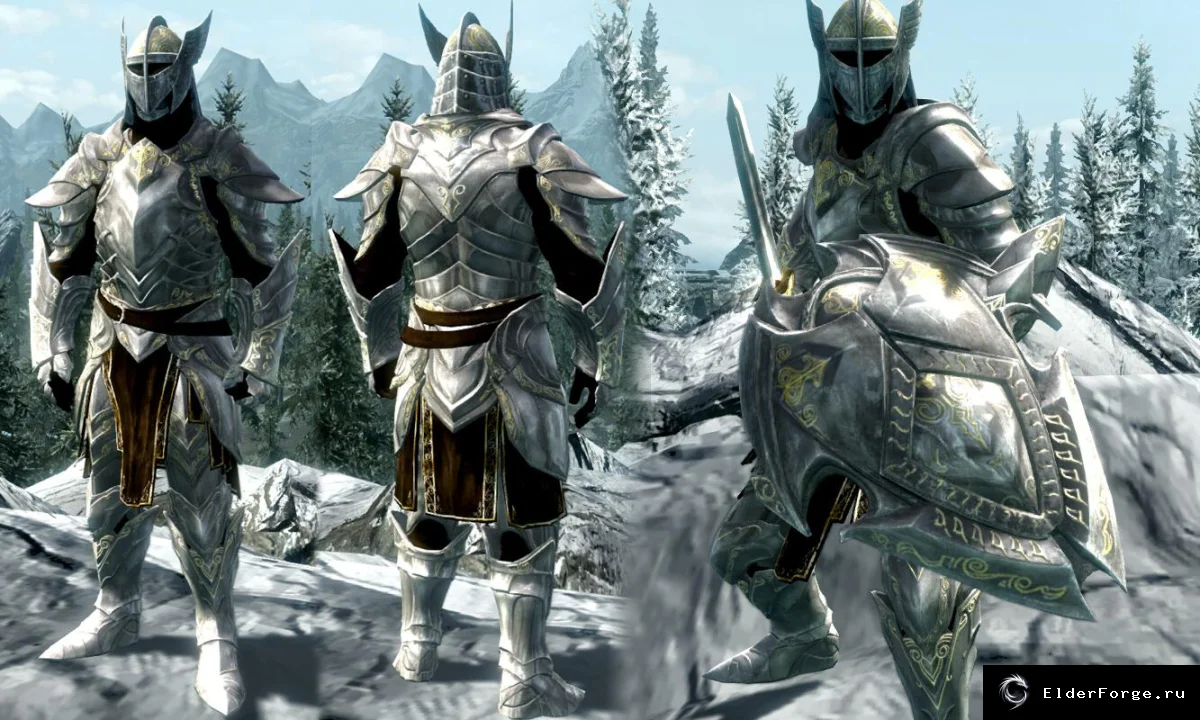 Обложка мода: Сияющие доспехи паладина – светящаяся броня для Skyrim LE