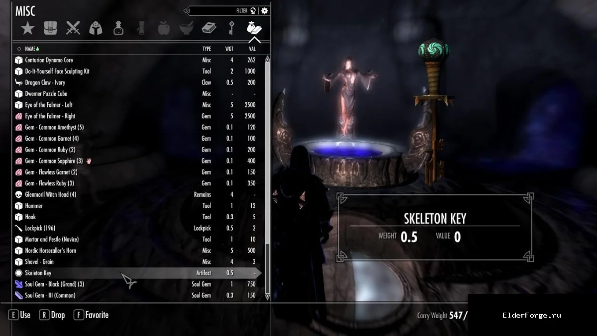 Обложка мода: Скелетный ключ навсегда: мод для Skyrim LE, сохраняет предмет после квеста