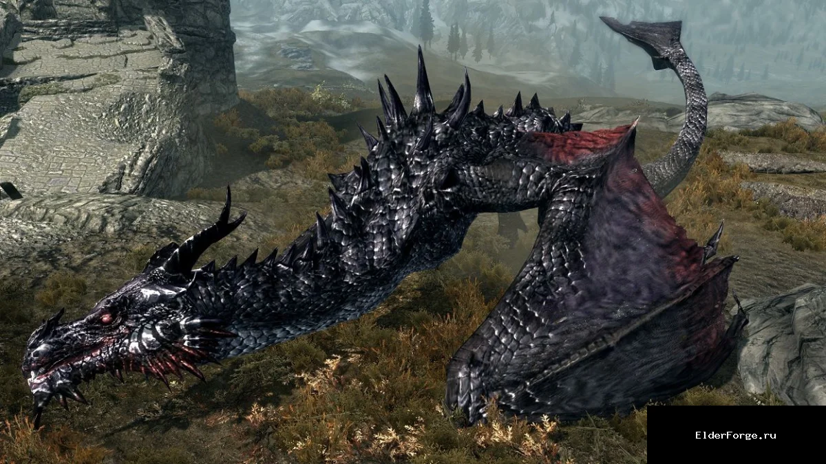 Обложка мода: Снижение вероятности появления драконов до 35% в Skyrim SE