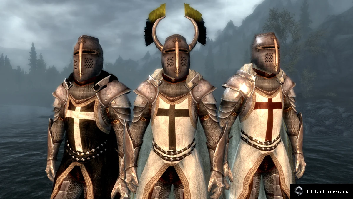 Обложка мода: Средневековая рыцарская броня для Skyrim LE – набор доспехов крестоносцев, тамплиеров и тевт…