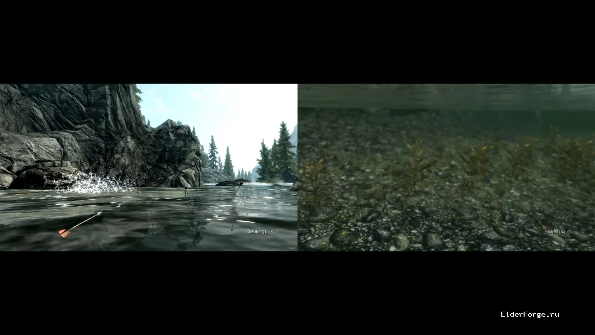 Обложка мода: Стрелы и болты тонут в Skyrim SE – реалистичная физика в воде