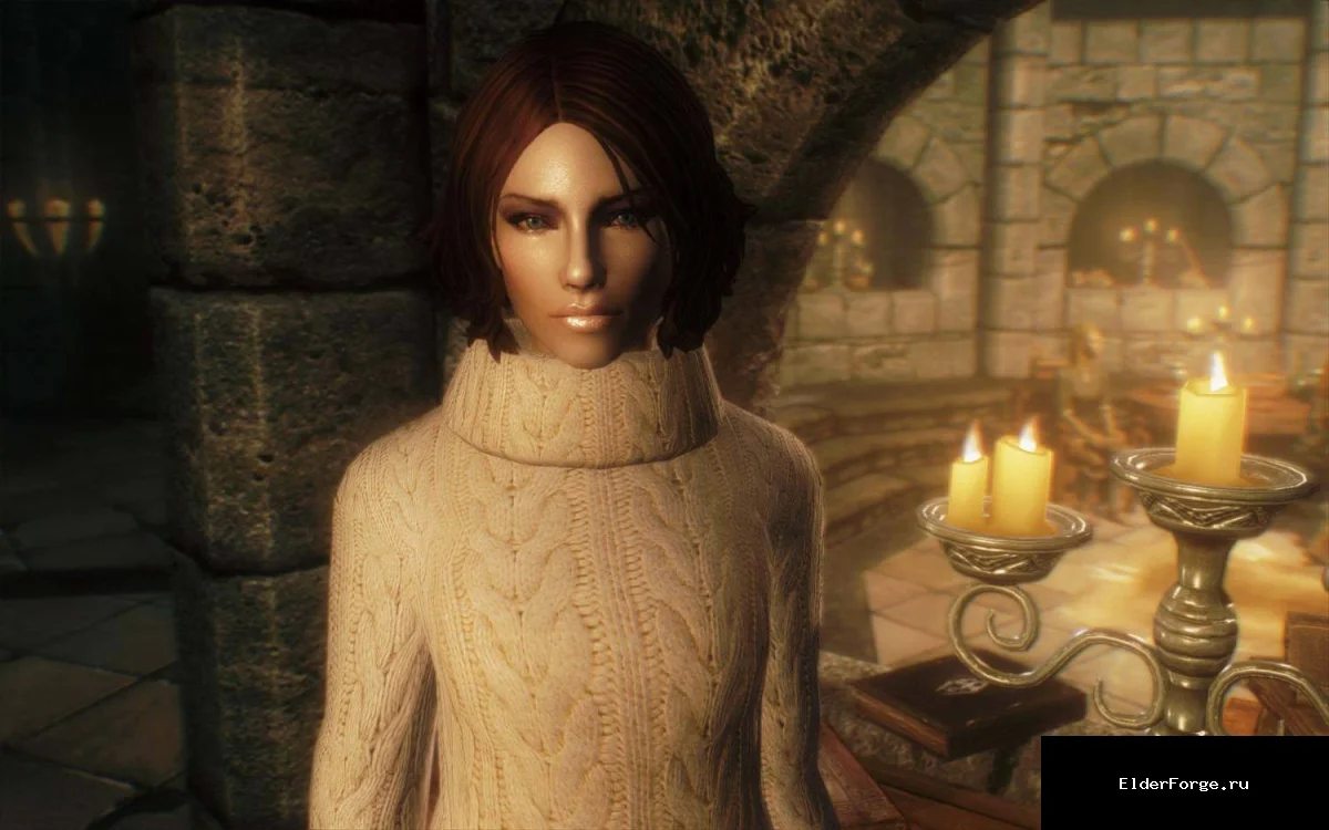 Обложка мода: Свитер и юбка для женских тел UNP – милый костюм для Skyrim LE